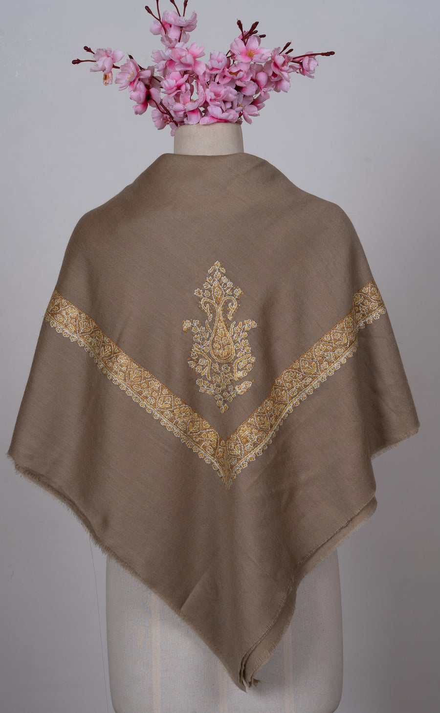 Mocha Gold Rumal — Sozni Hand Embroidered