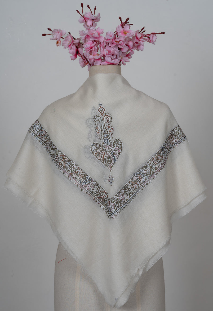 Ivory Whisper Rumal — Sozni Hand Embroidered