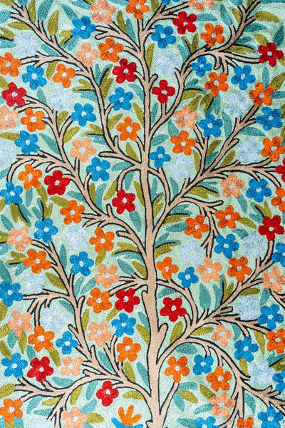 Hand Aari Embroidered chain stitch rug 2ft x 3ft (91cm x 91cm)