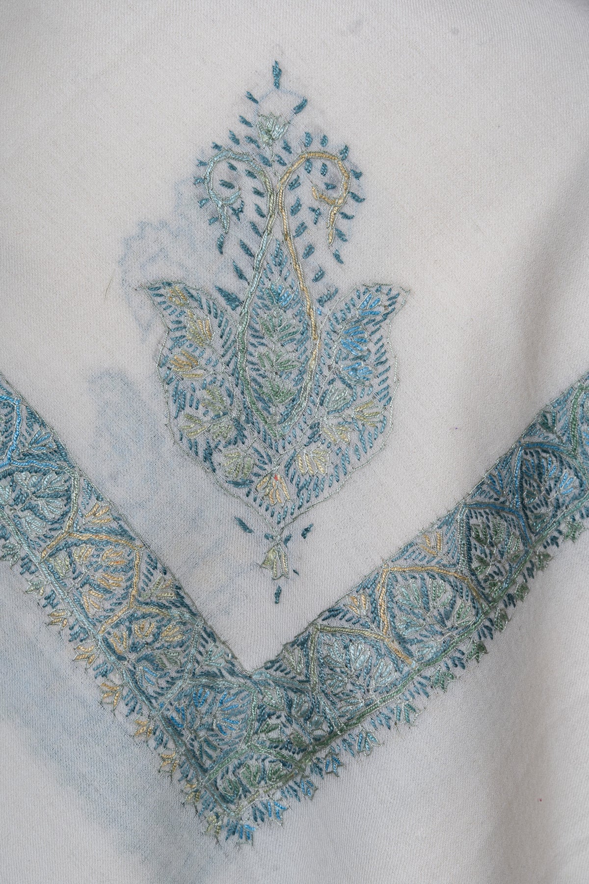 Glacier Bloom Rumal — Sozni Hand Embroidered