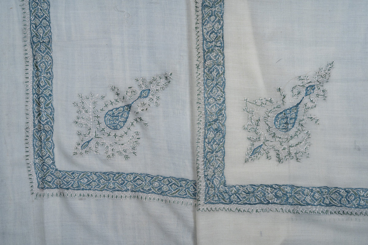 Azure Whisper Rumal — Sozni Hand Embroidered