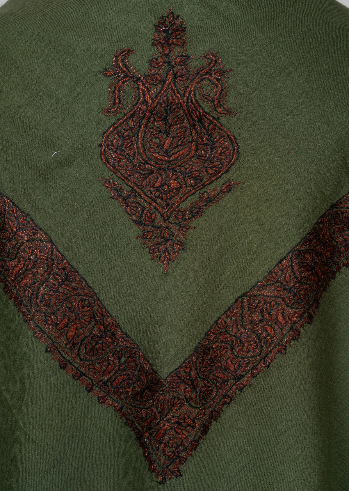 Olive Ember Rumal — Sozni Hand Embroidered