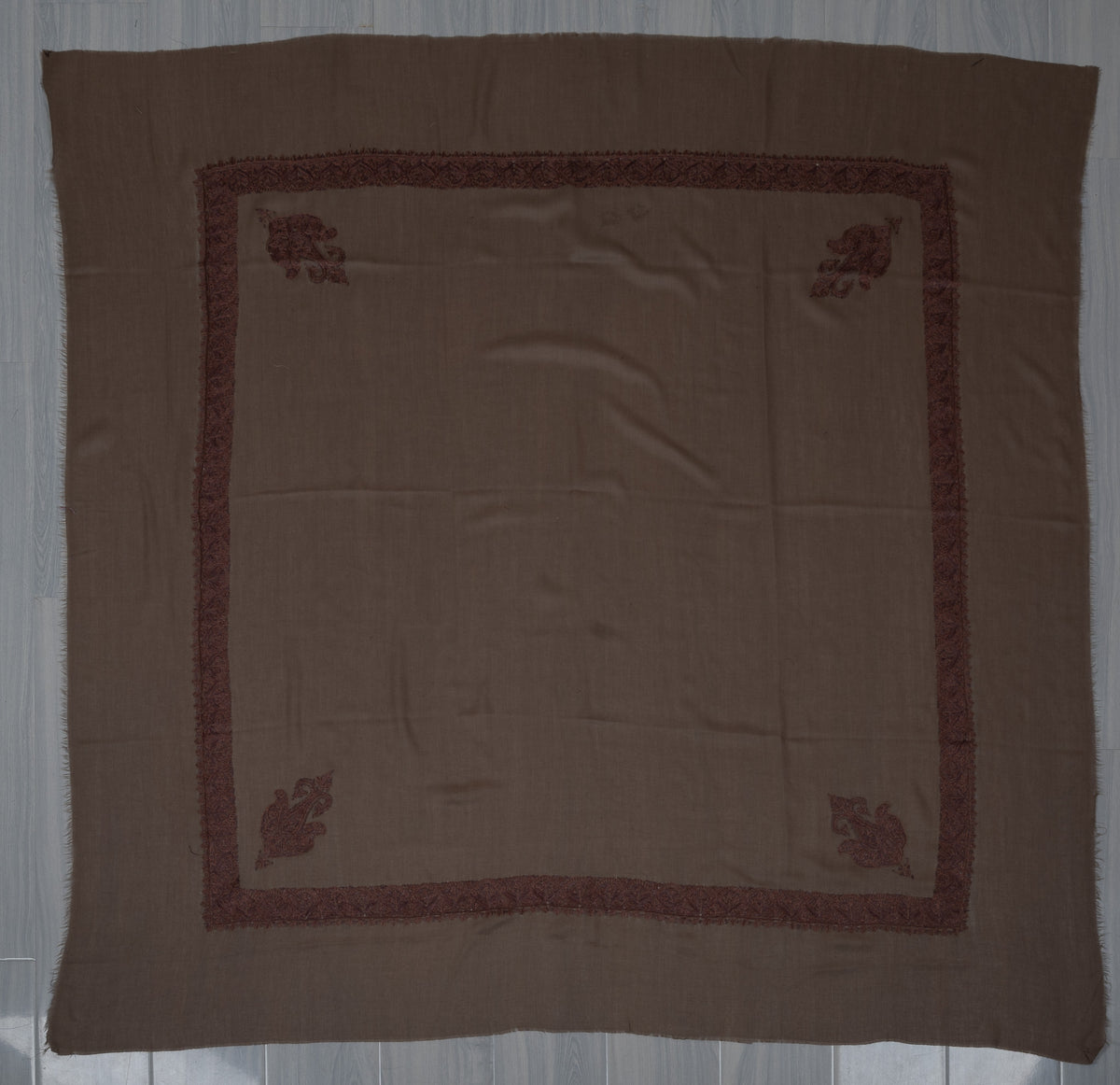 Taupe Ember Rumal — Sozni Hand Embroidered