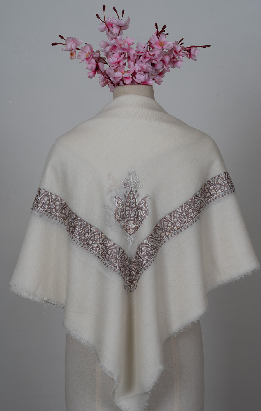 Pearl Mist Rumal — Sozni Hand Embroidered