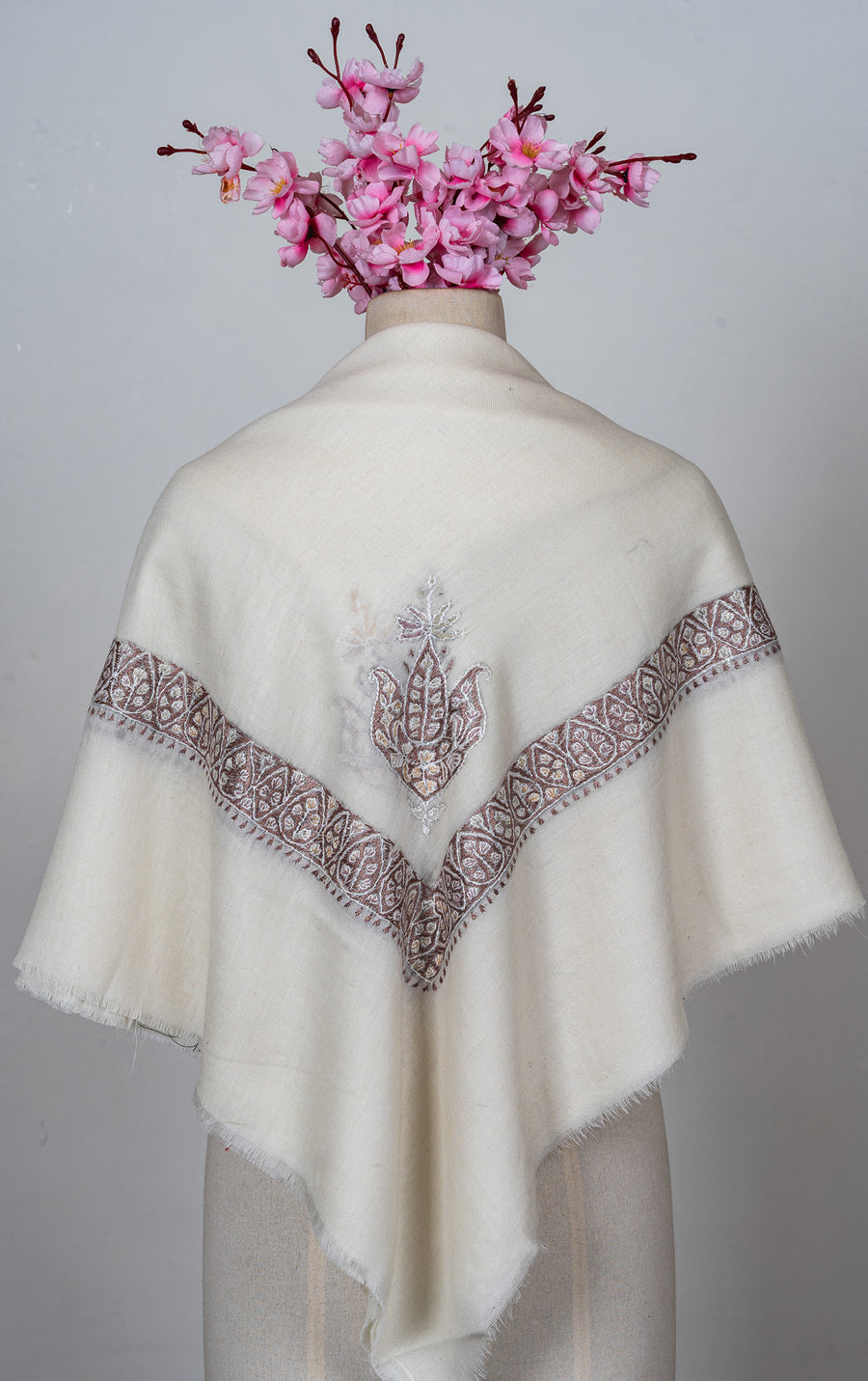 Ivory Lattice Rumal — Sozni Hand Embroidered