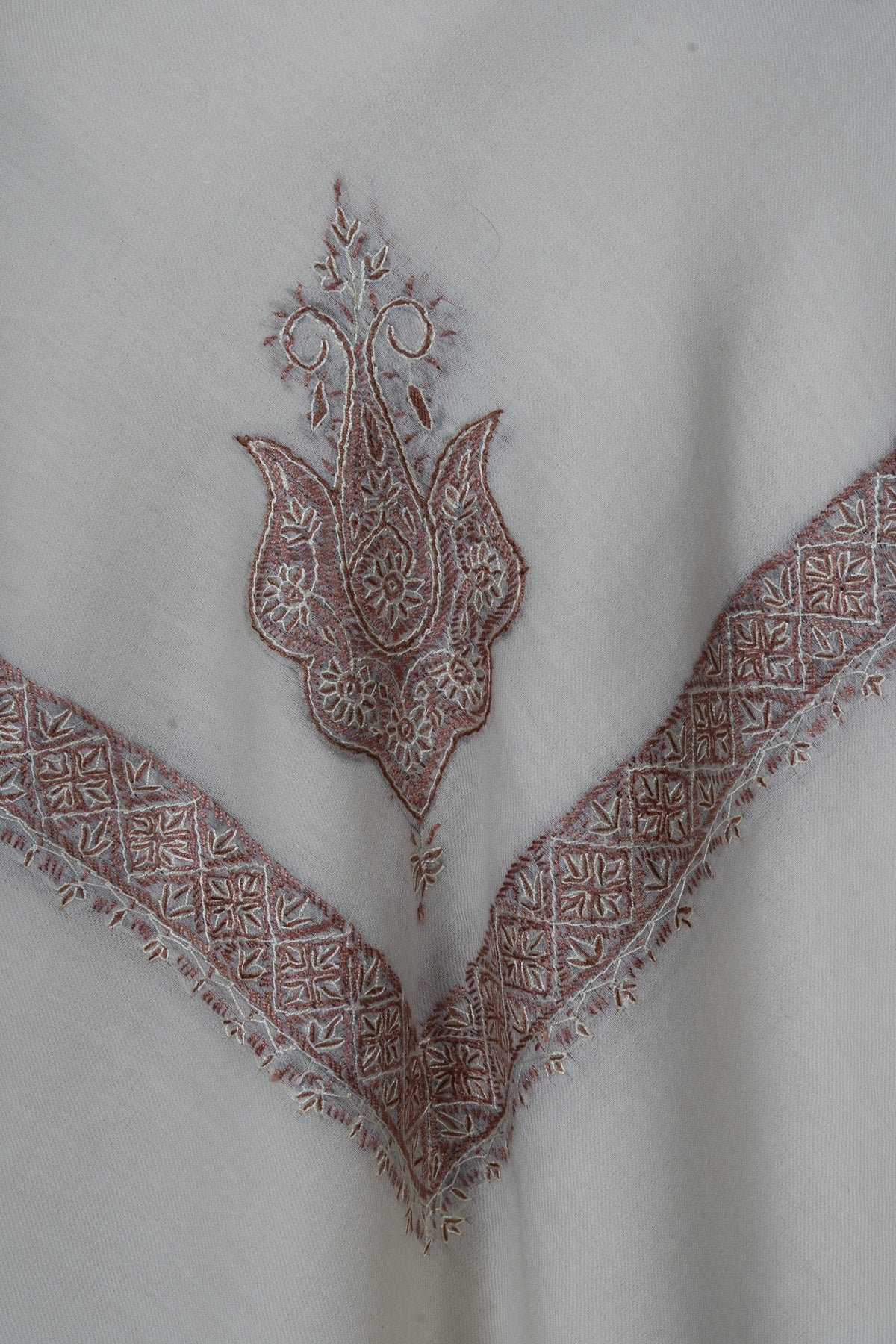 Mocha Crest Rumal — Sozni Hand Embroidered