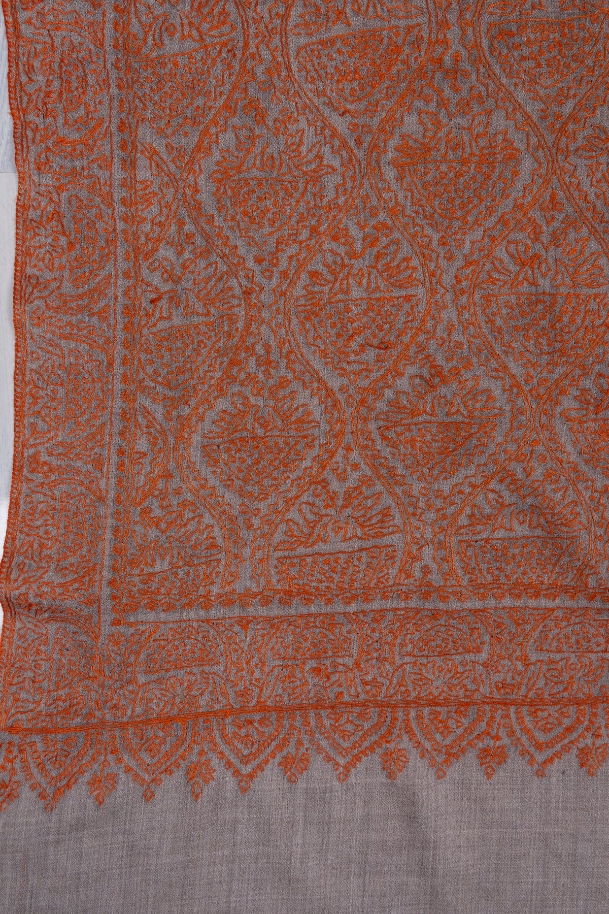 Rust Mosaic Jamawar 2.5 Yards Sozni Hand Embroidered Shawl