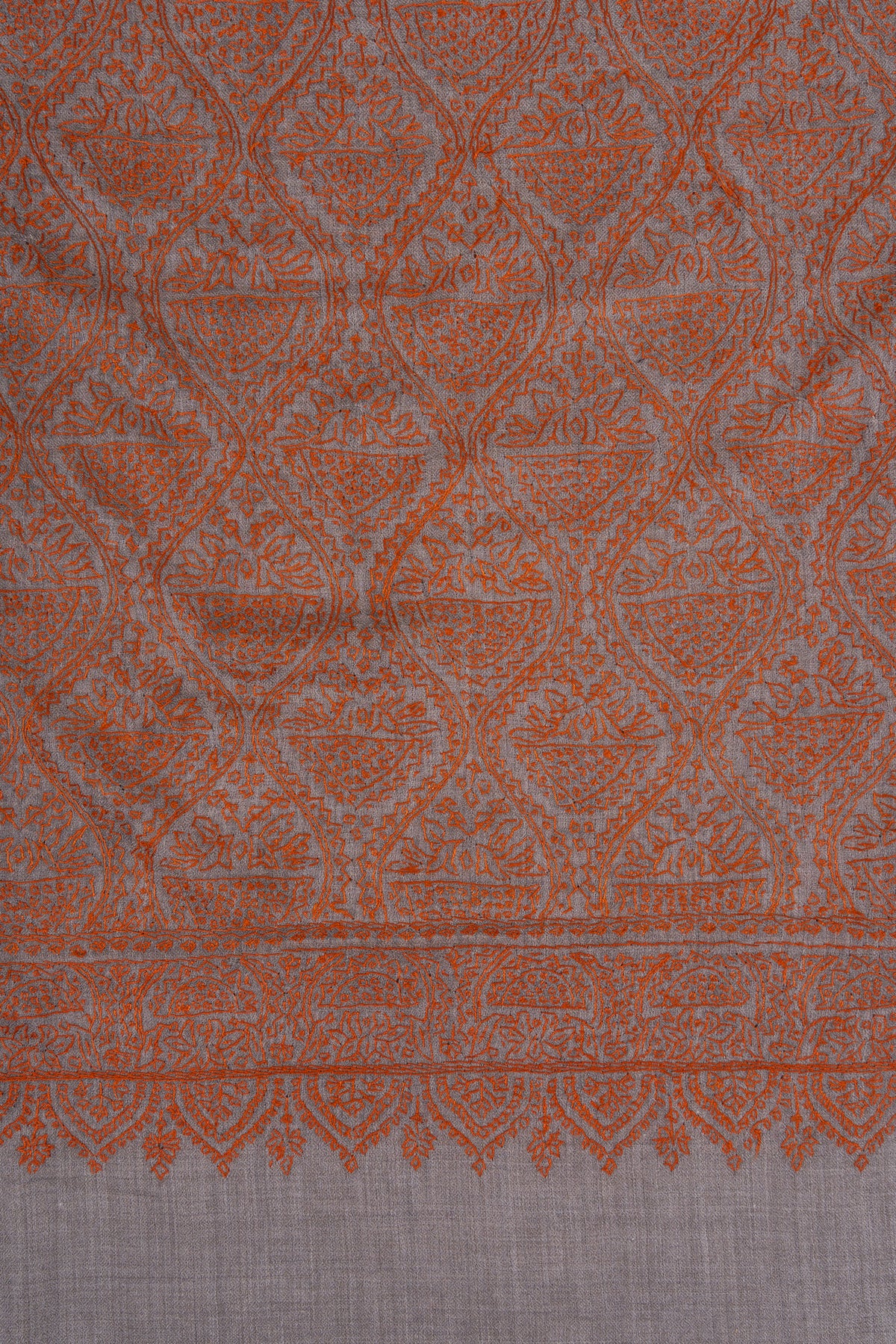 Rust Mosaic Jamawar 2.5 Yards Sozni Hand Embroidered Shawl