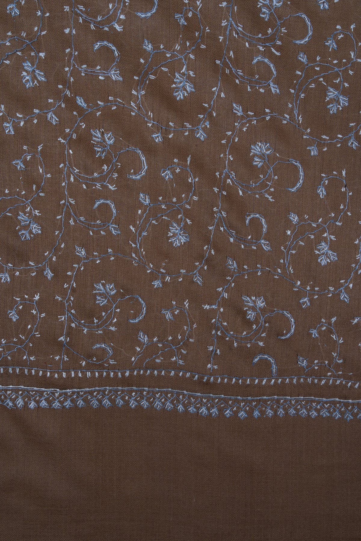 Walnut Blue Jaal 2.5 Yards Sozni Hand Embroidered Shawl