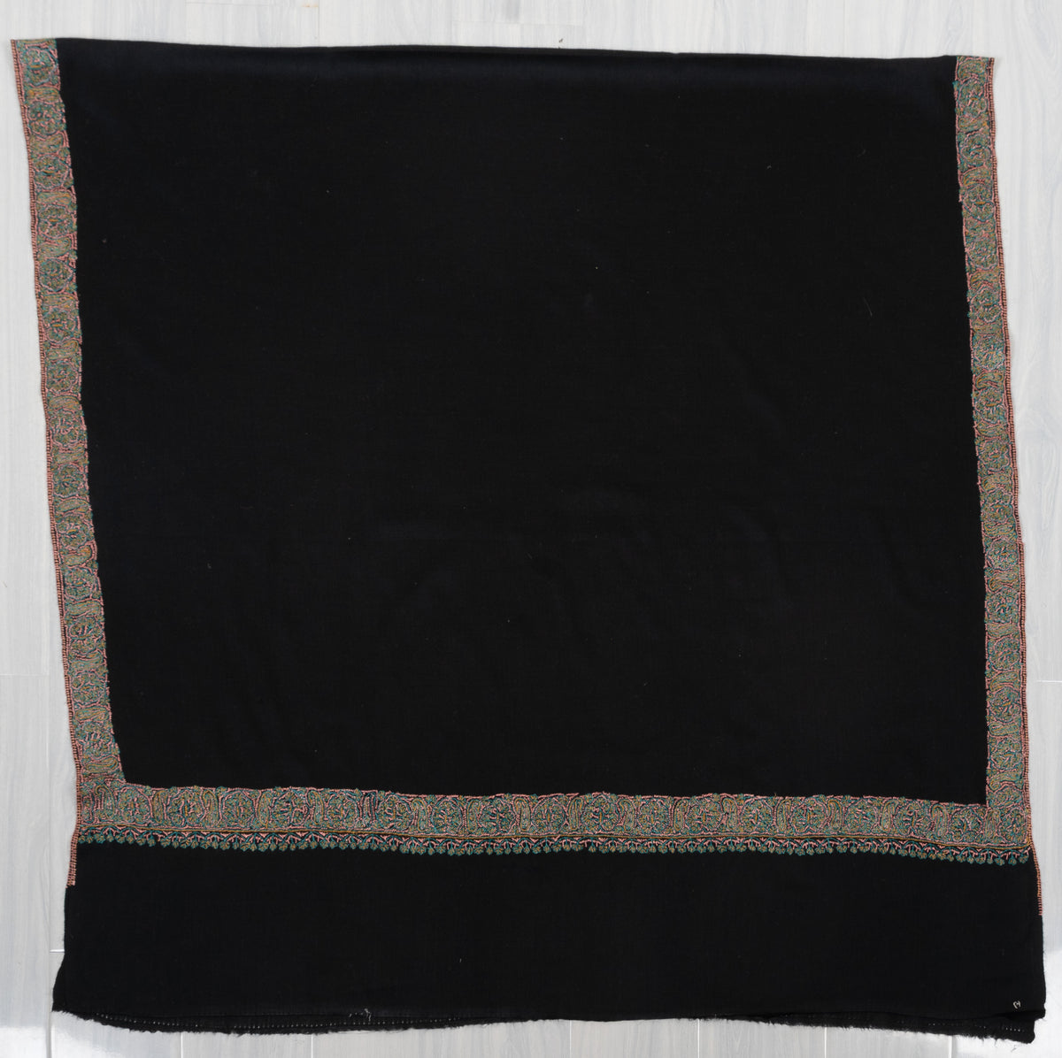 Onyx Meadow Border 2.5 Yards Sozni Hand Embroidered Shawl