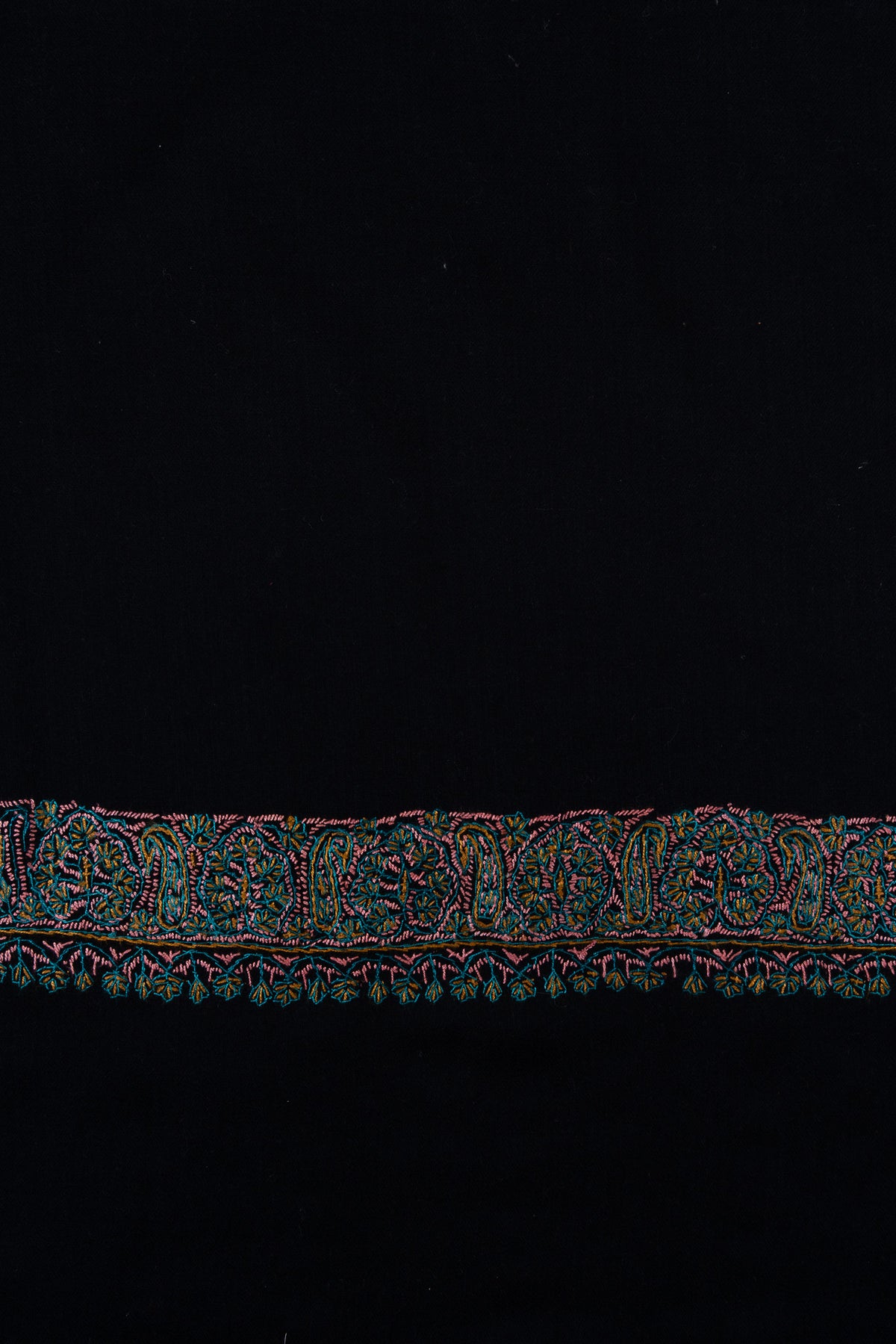 Onyx Meadow Border 2.5 Yards Sozni Hand Embroidered Shawl