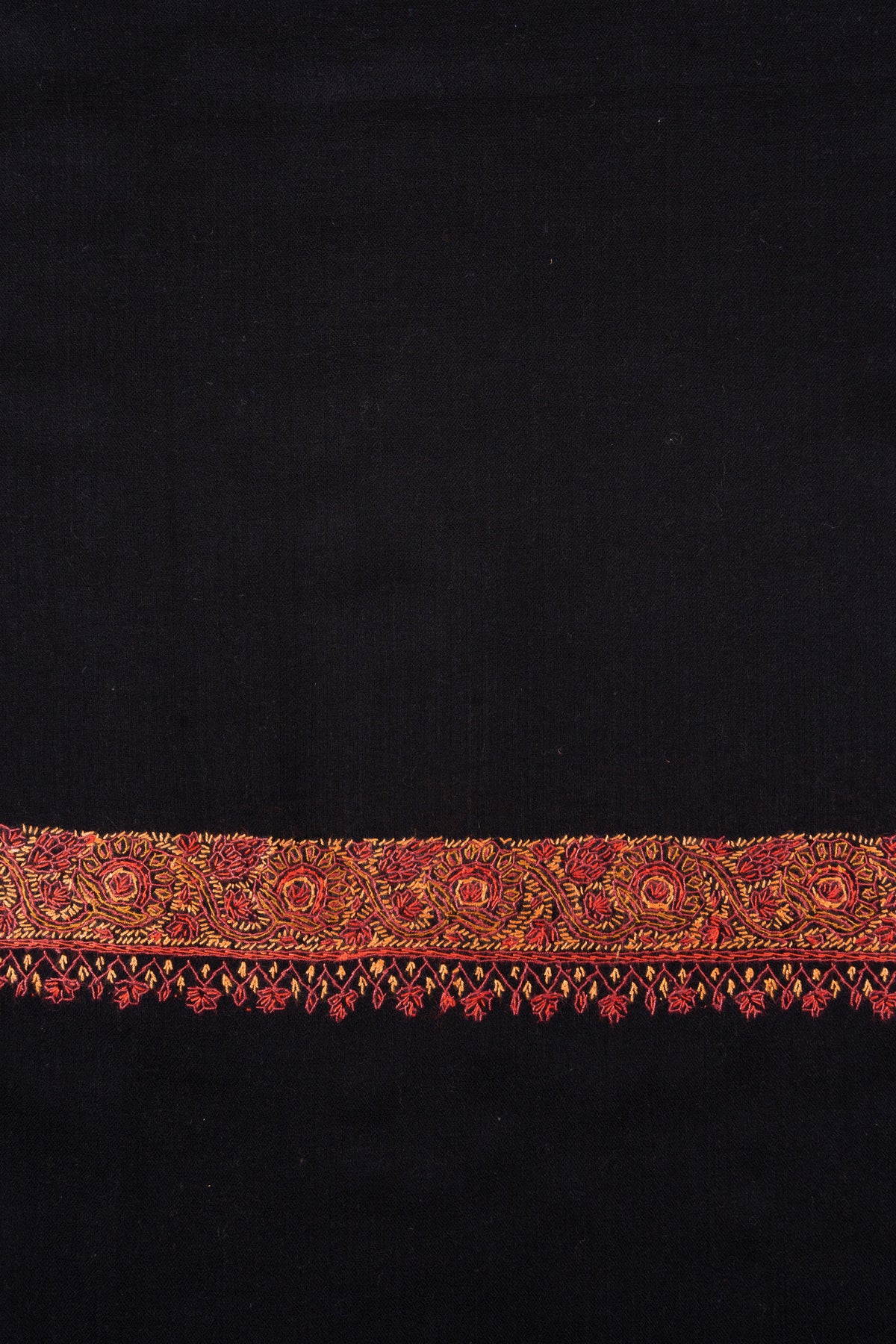 Midnight Ember Border 2.5 Yards Sozni Hand Embroidered Shawl