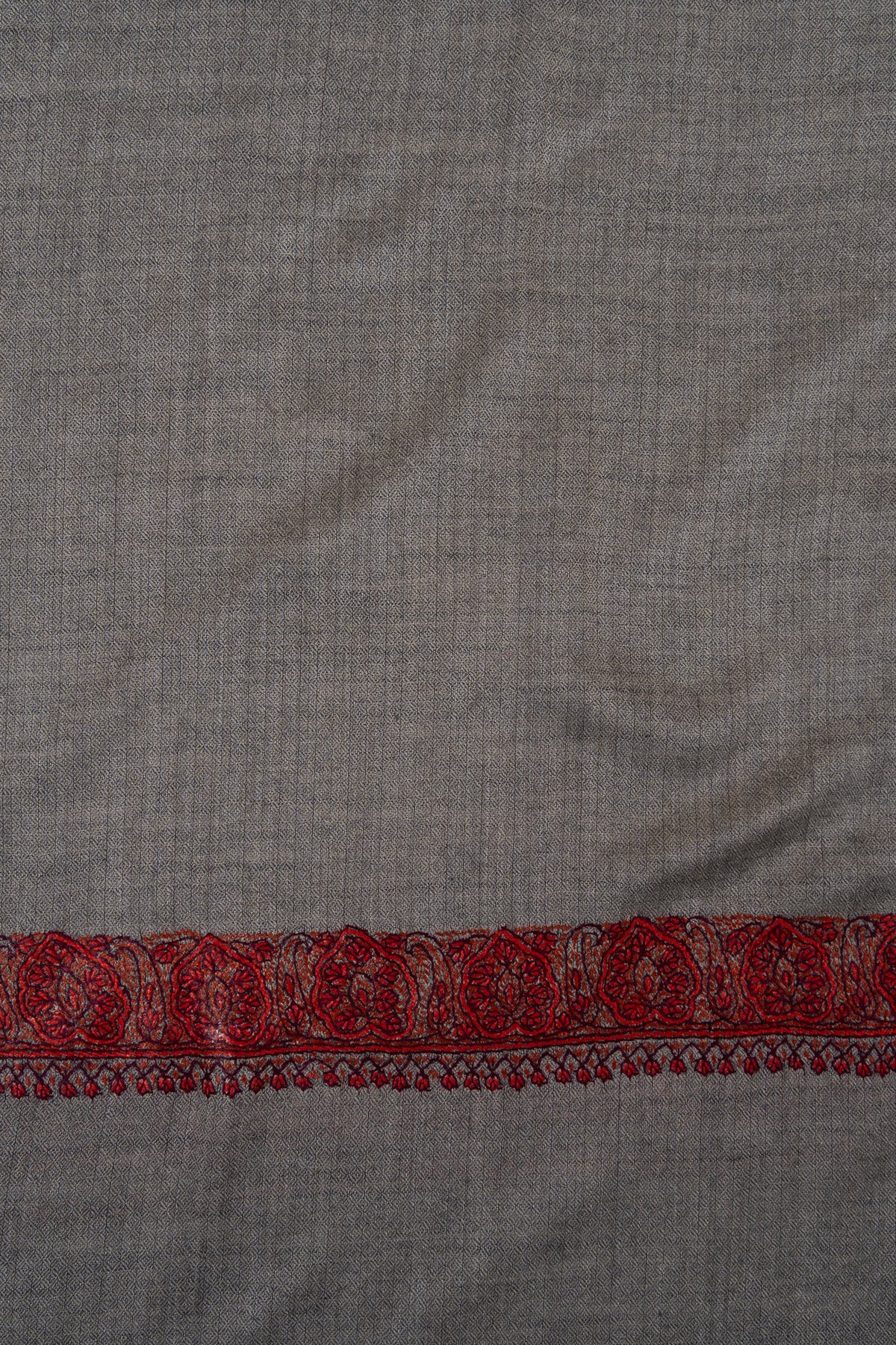 Ash Garnet Trace 2.5 Yards Sozni Hand Embroidered Shawl