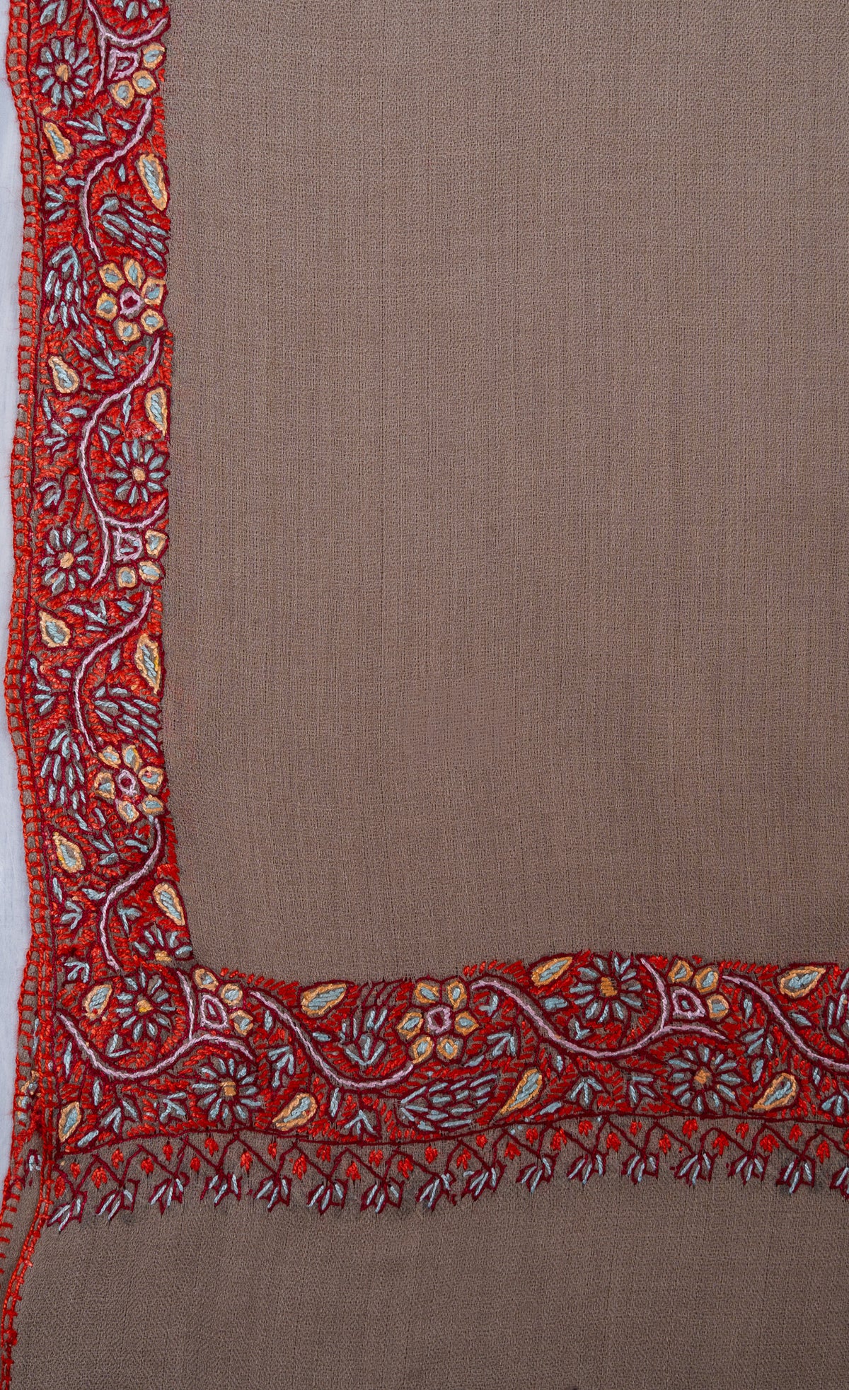 Sandstone Bloom 2.5 Yards Sozni Hand Embroidered Shawl