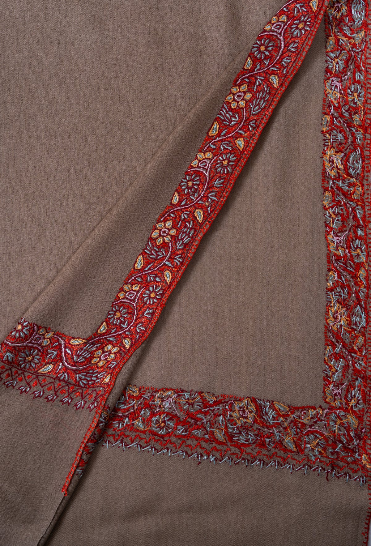 Sandstone Bloom 2.5 Yards Sozni Hand Embroidered Shawl