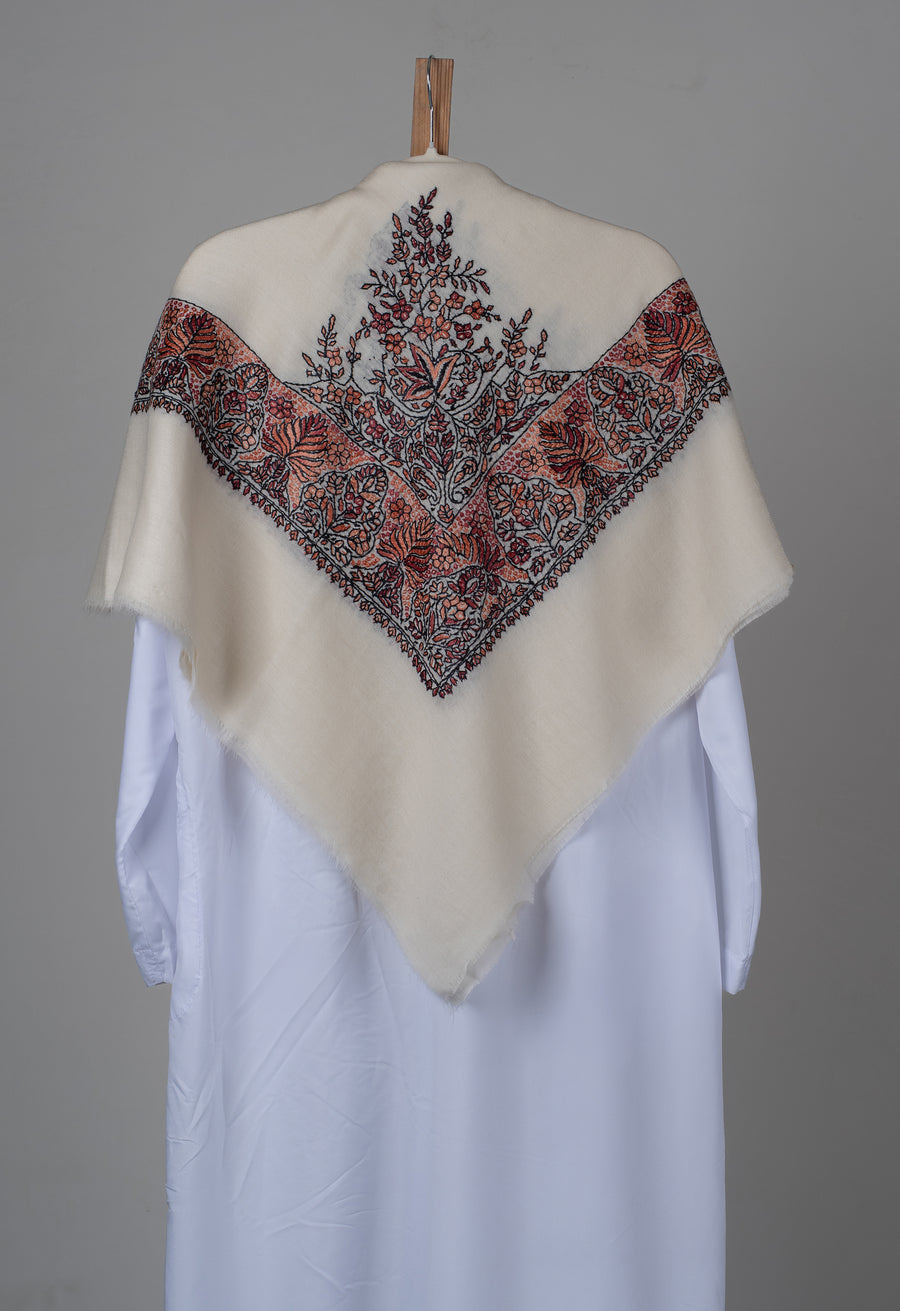 Ivory Autumn Rumal — Sozni Hand Embroidered