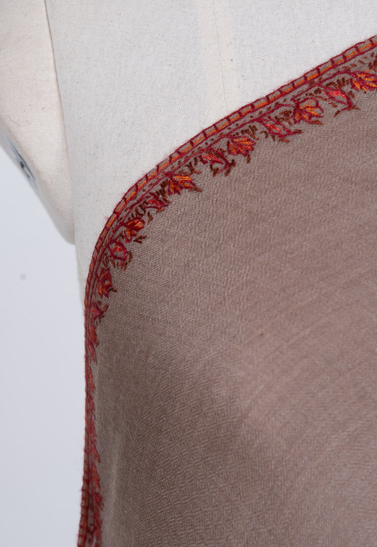 Desert Ember Contrast 2.5 Yards Sozni Hand Embroidered Shawl