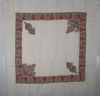 Ivory Autumn Rumal — Sozni Hand Embroidered