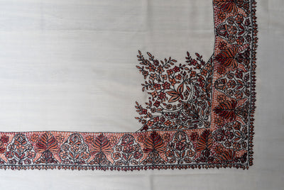 Ivory Autumn Rumal — Sozni Hand Embroidered