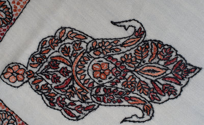 Ivory Autumn Rumal — Sozni Hand Embroidered