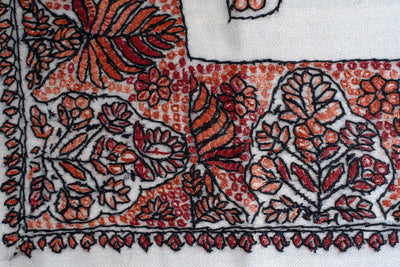 Ivory Autumn Rumal — Sozni Hand Embroidered