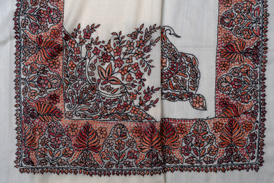 Ivory Autumn Rumal — Sozni Hand Embroidered