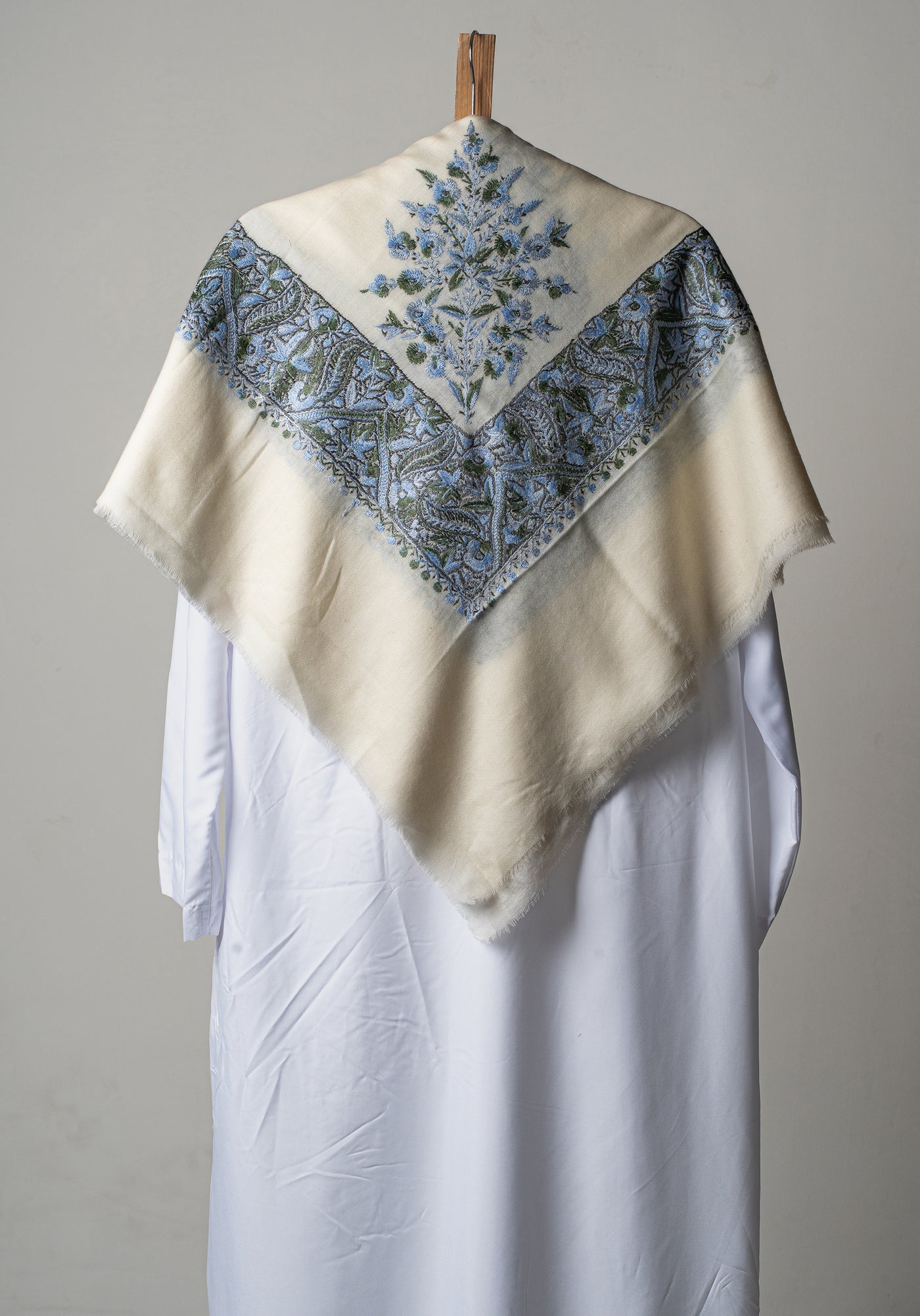 Ivory Sky Rumal — Sozni Hand Embroidered