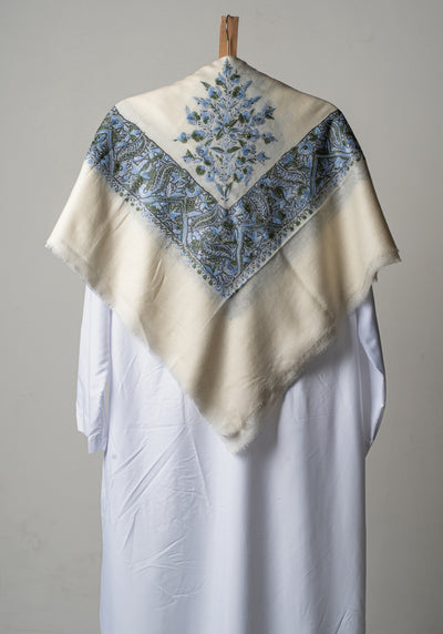 Ivory Sky Rumal — Sozni Hand Embroidered