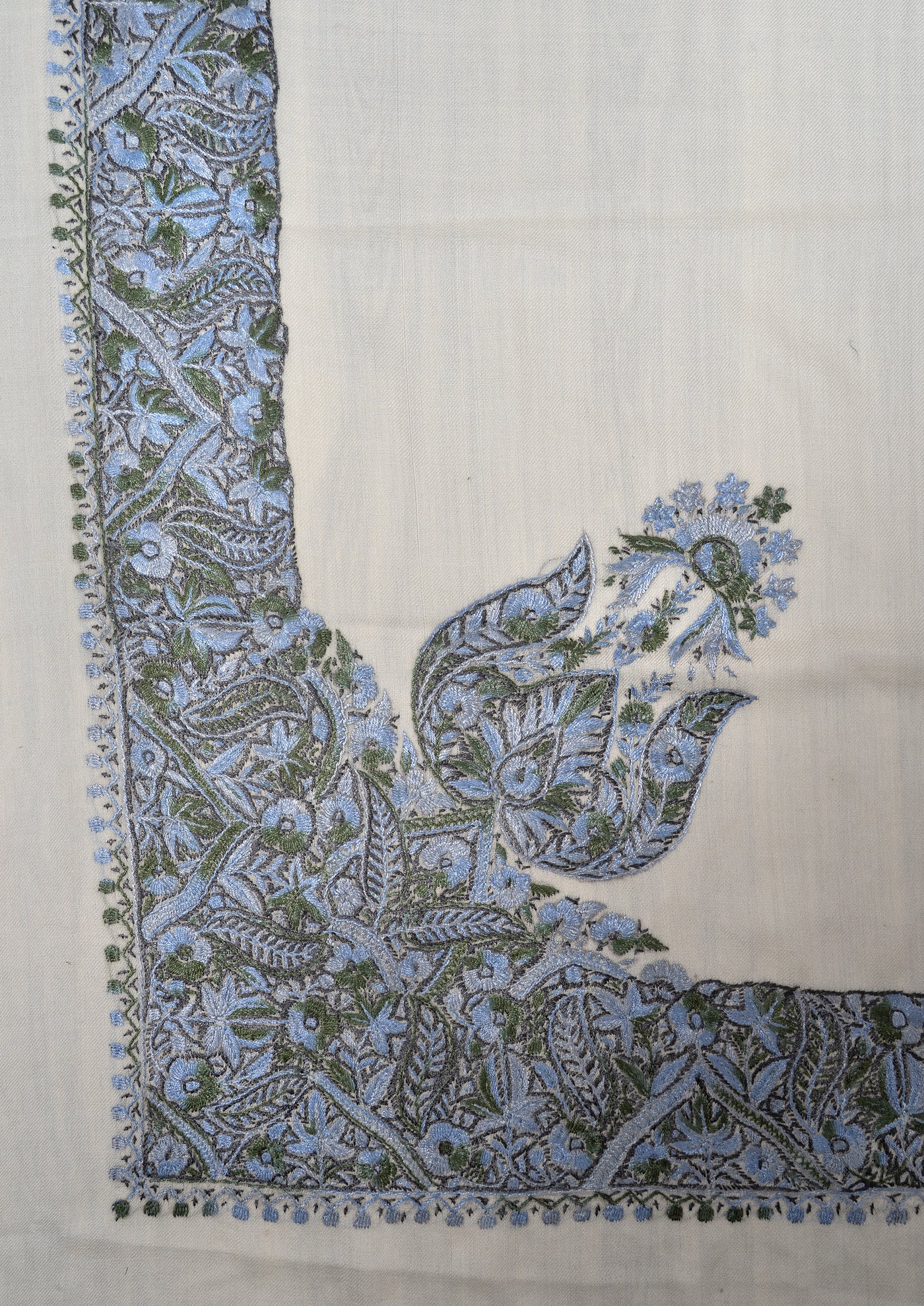 Ivory Sky Rumal — Sozni Hand Embroidered