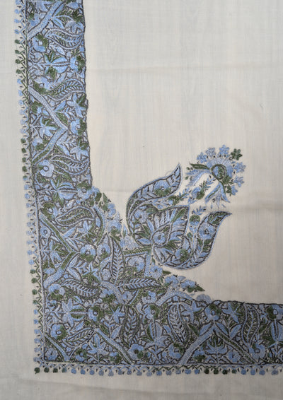 Ivory Sky Rumal — Sozni Hand Embroidered