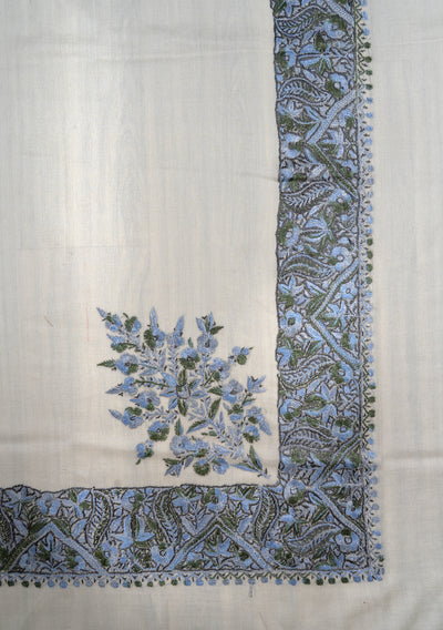 Ivory Sky Rumal — Sozni Hand Embroidered