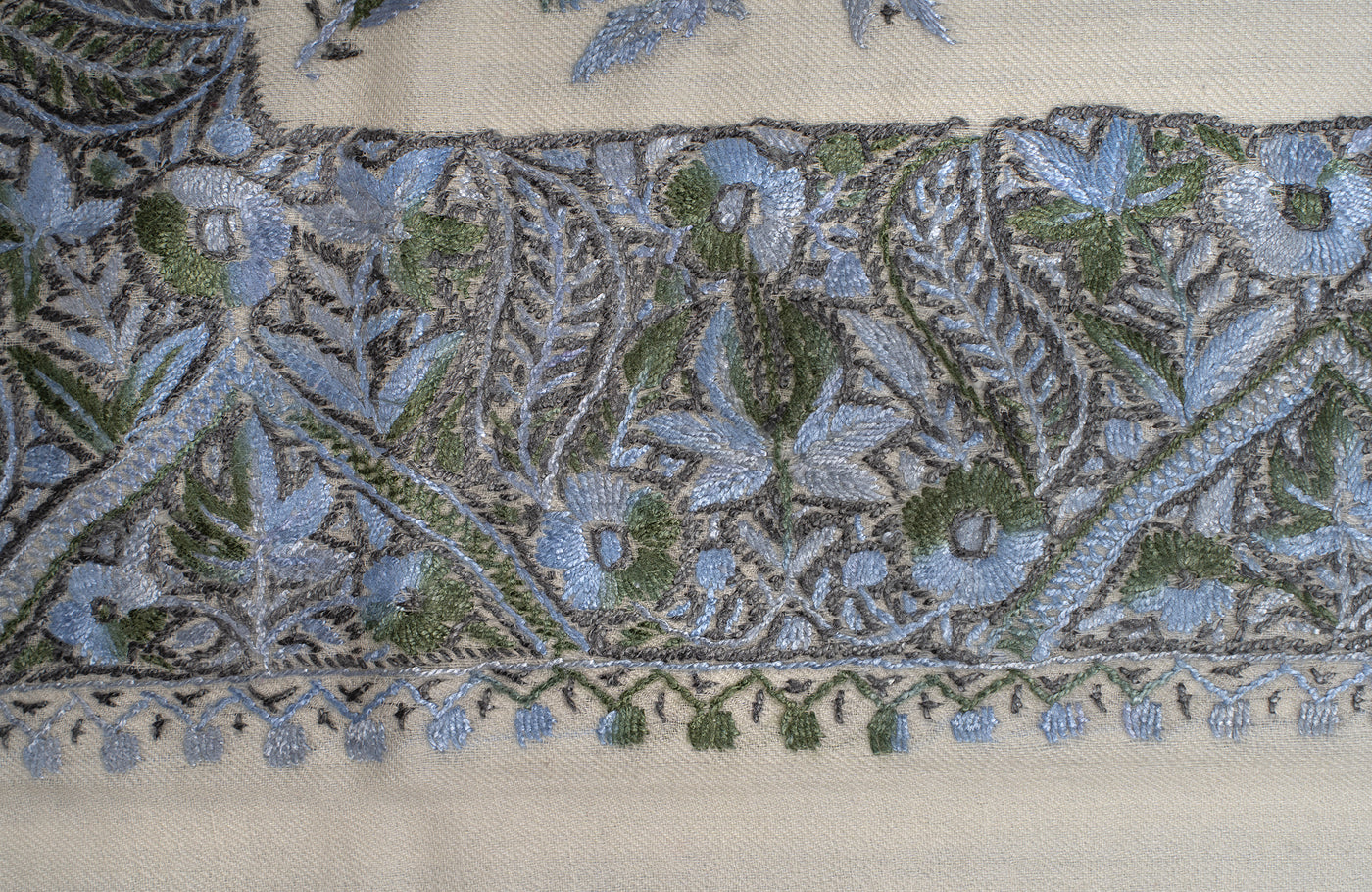 Ivory Sky Rumal — Sozni Hand Embroidered