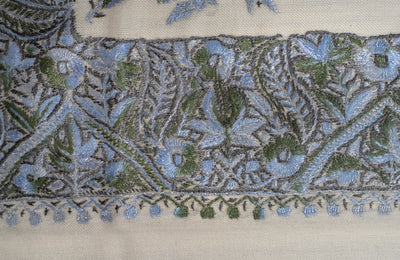 Ivory Sky Rumal — Sozni Hand Embroidered