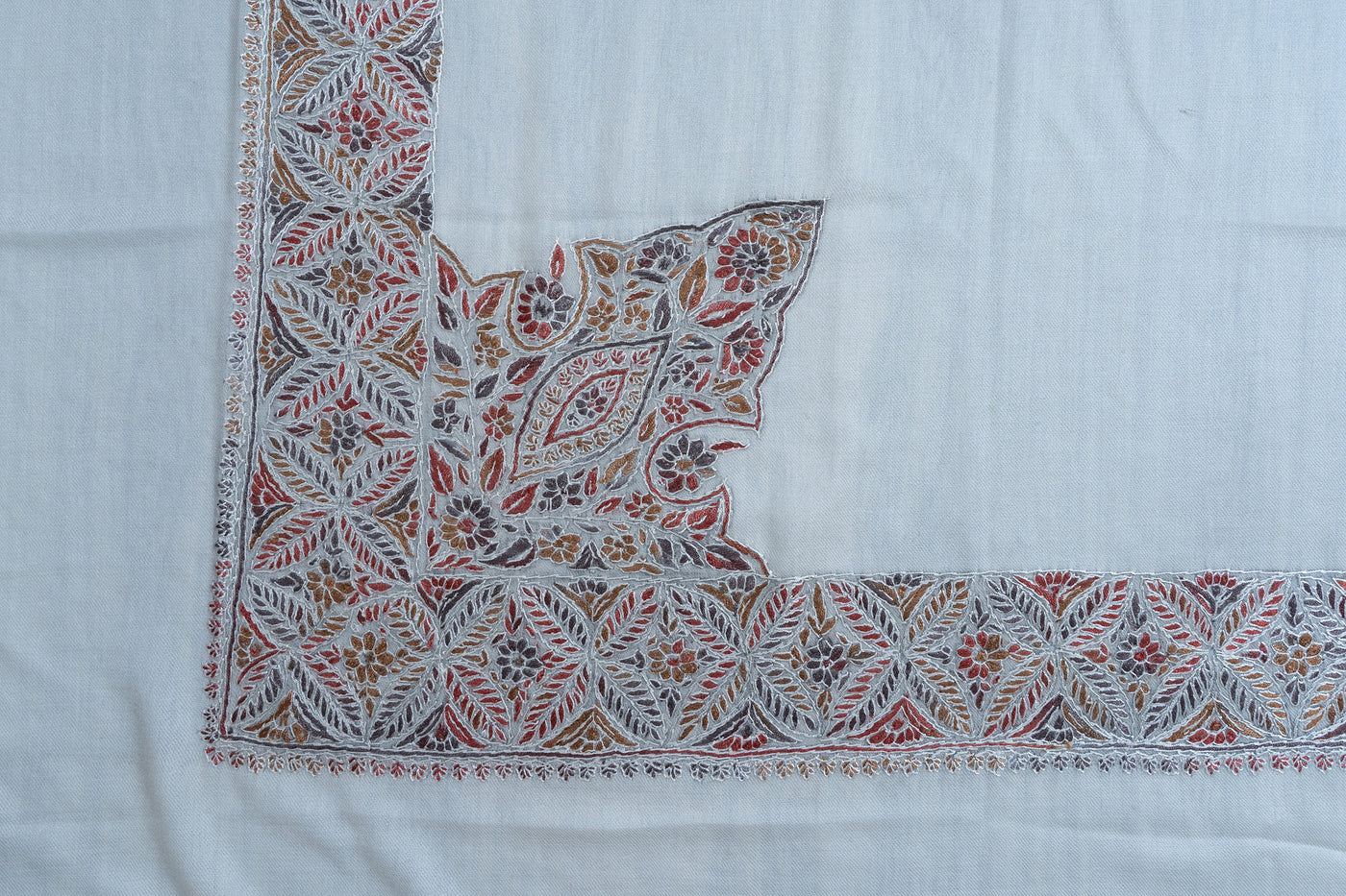 Charcoal Flame Rumal — Sozni Hand Embroidered