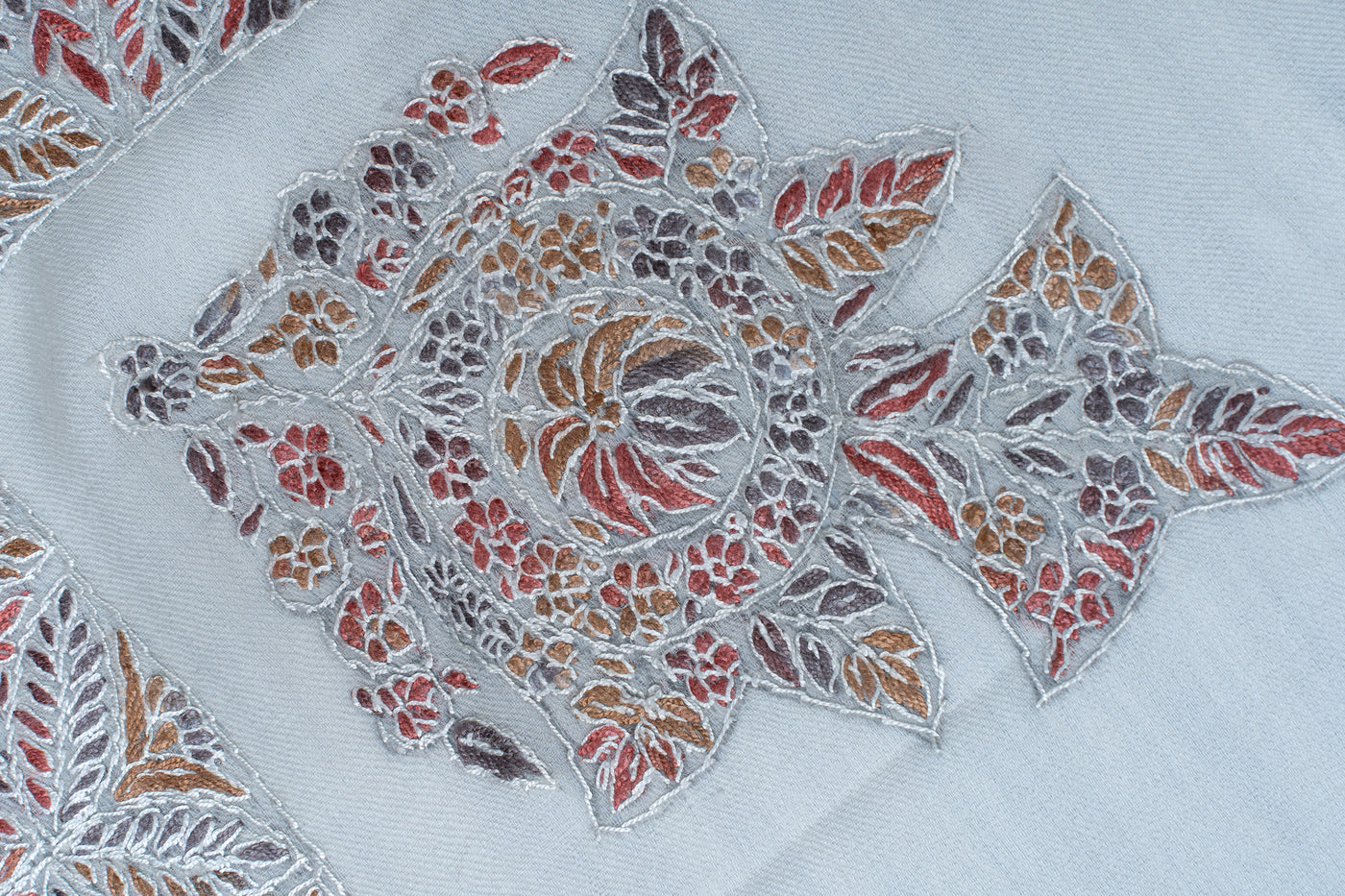 Charcoal Flame Rumal — Sozni Hand Embroidered