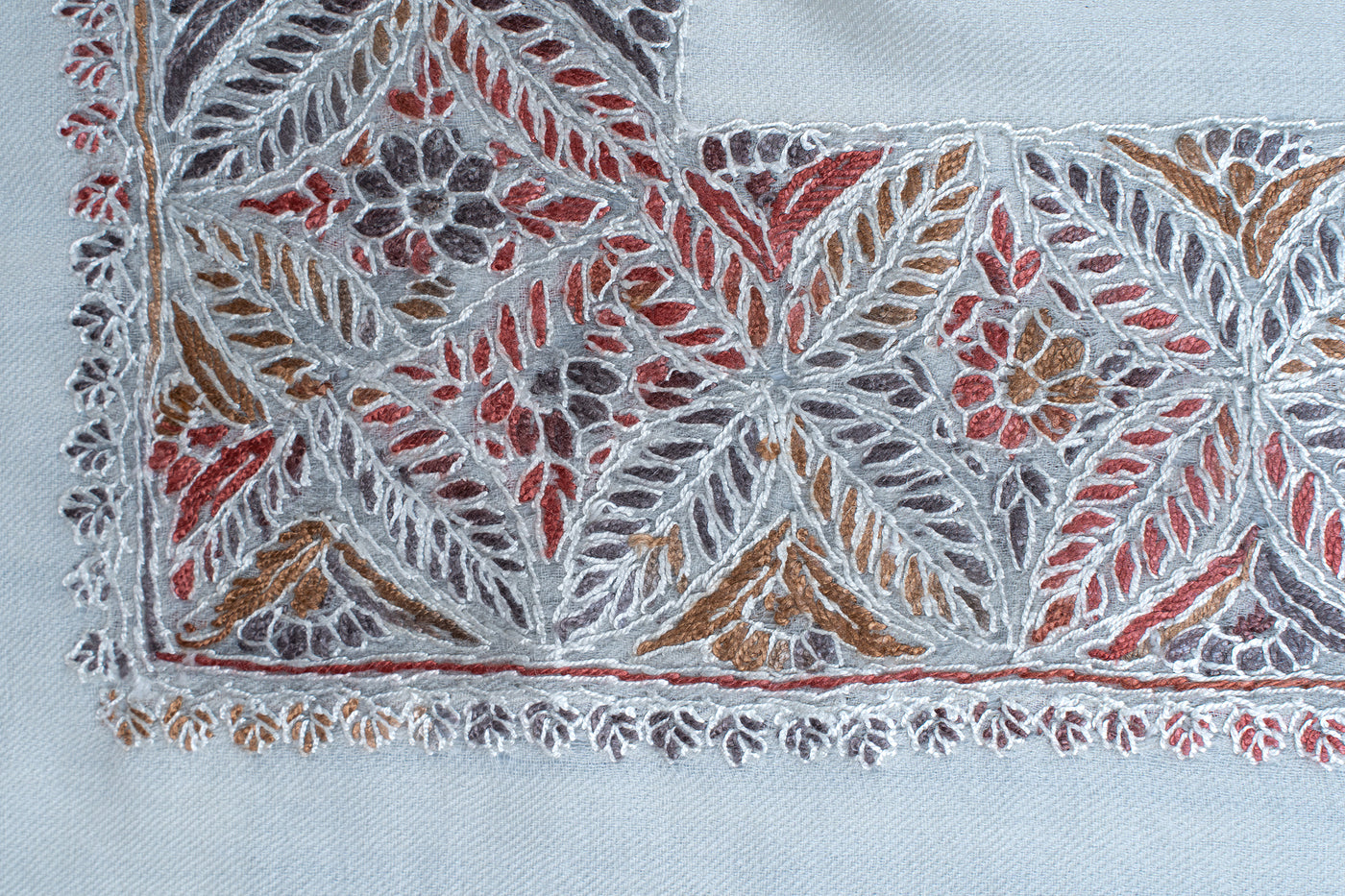 Charcoal Flame Rumal — Sozni Hand Embroidered