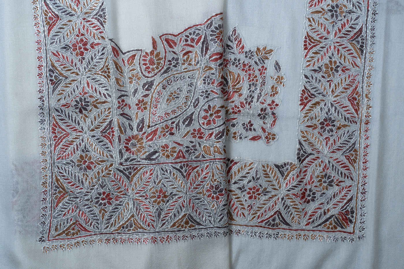 Charcoal Flame Rumal — Sozni Hand Embroidered