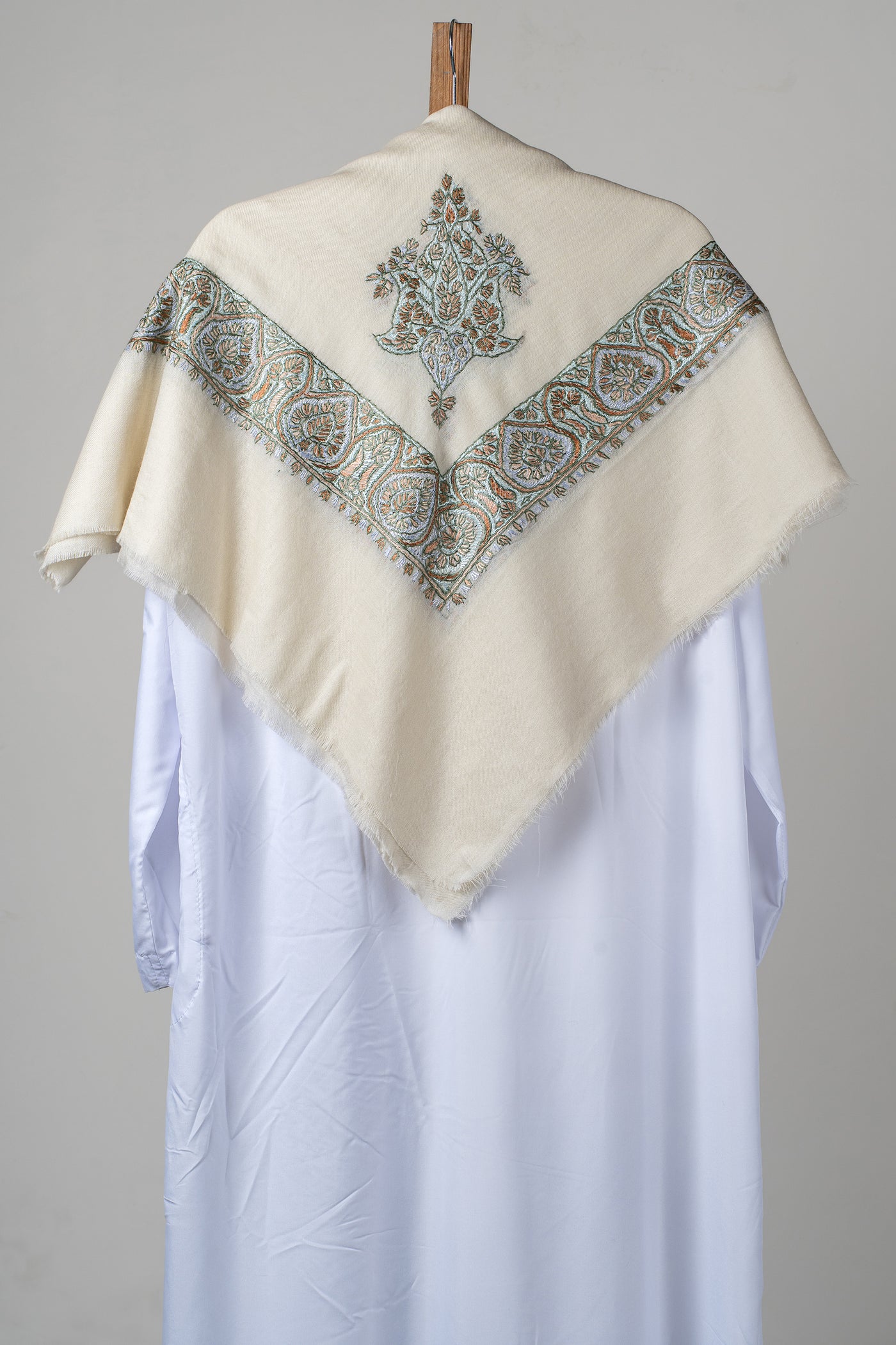 Pearl Sage Rumal — Sozni Hand Embroidered