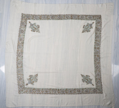 Pearl Sage Rumal — Sozni Hand Embroidered