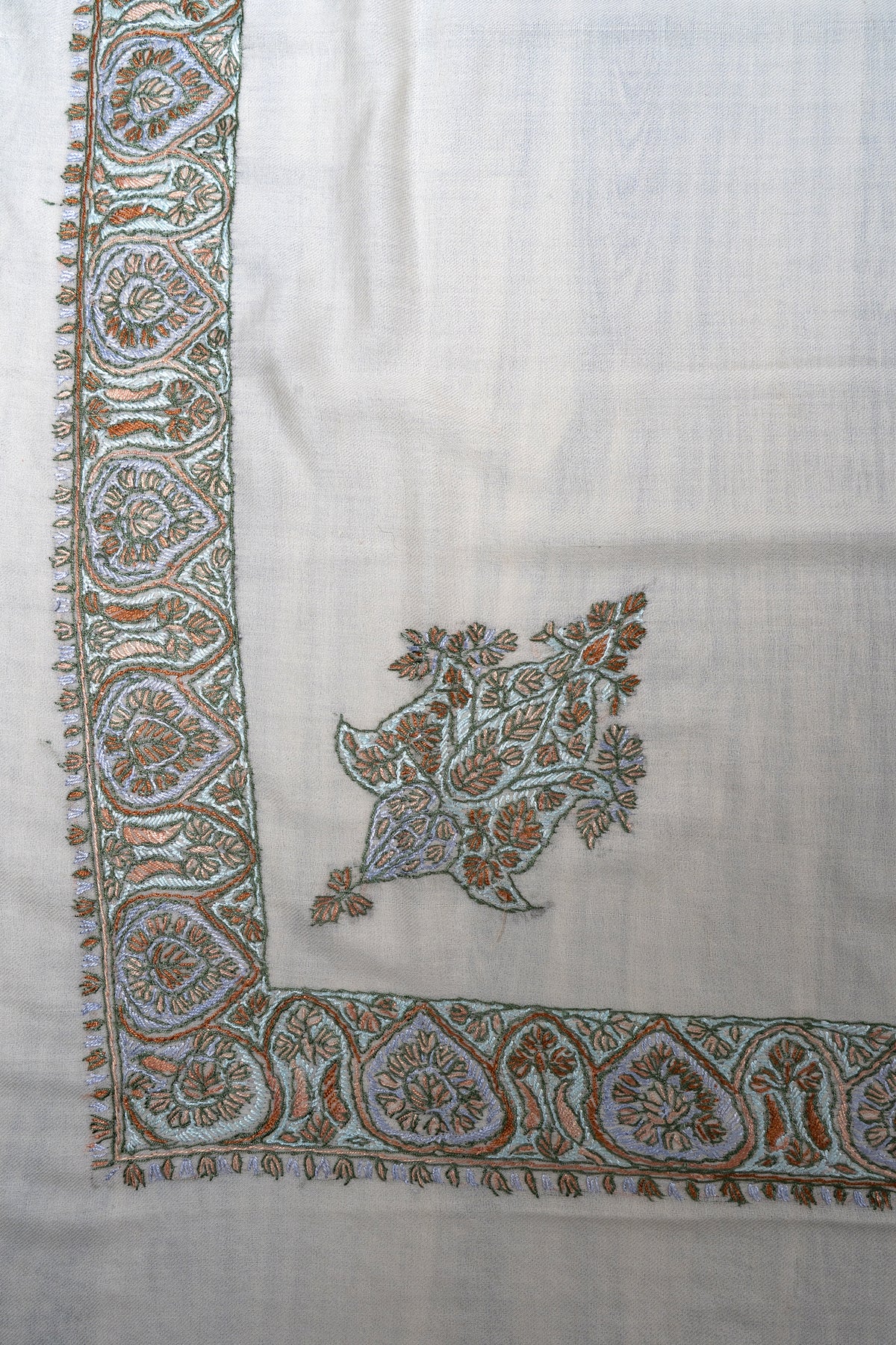 Pearl Sage Rumal — Sozni Hand Embroidered