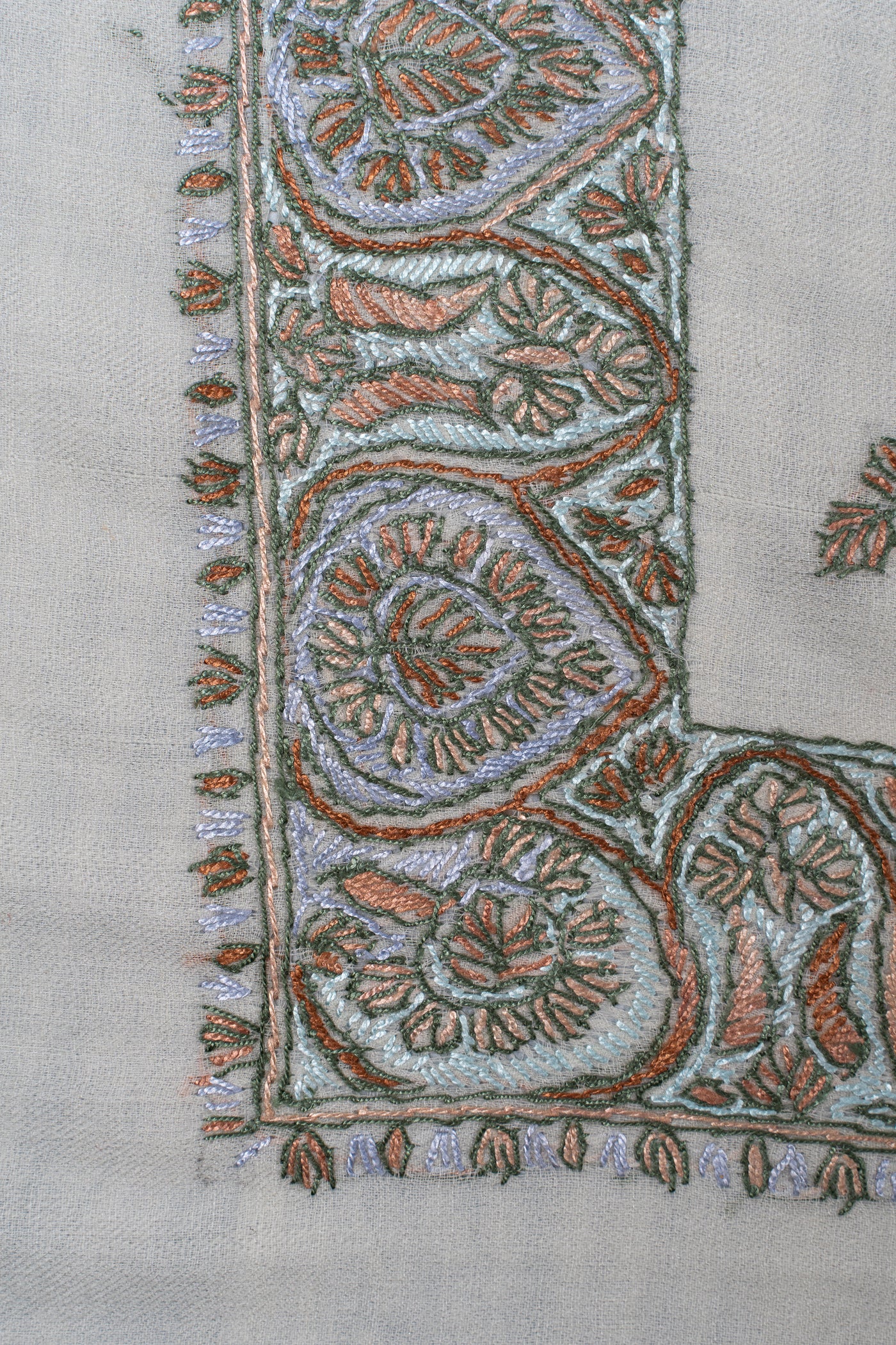 Pearl Sage Rumal — Sozni Hand Embroidered