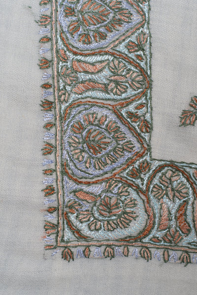 Pearl Sage Rumal — Sozni Hand Embroidered