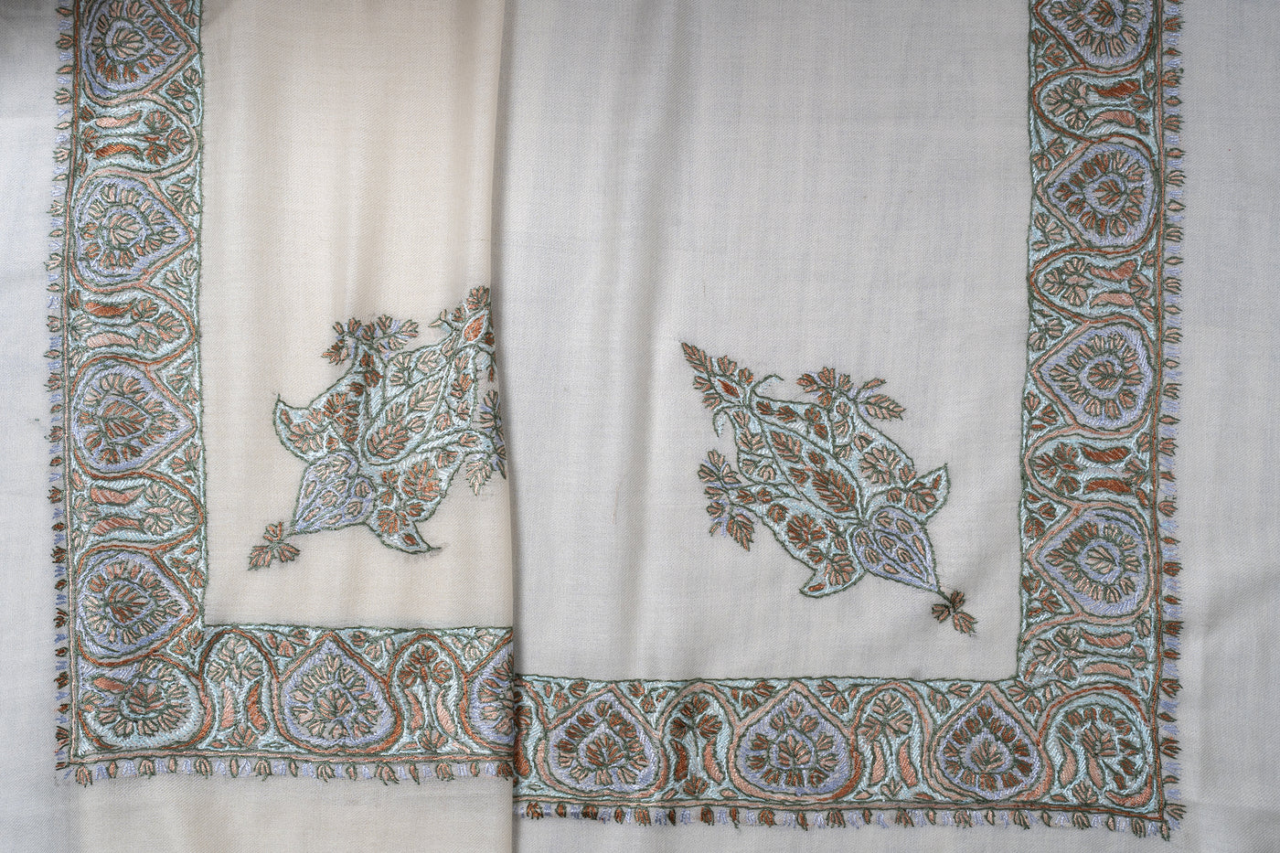 Pearl Sage Rumal — Sozni Hand Embroidered
