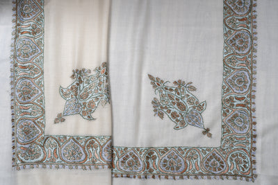 Pearl Sage Rumal — Sozni Hand Embroidered