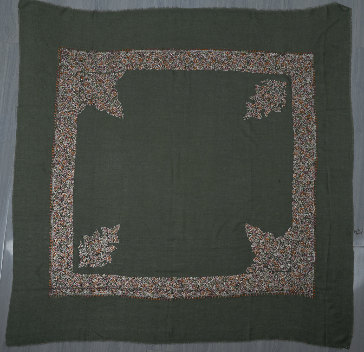 Forest Bloom Rumal — Sozni Hand Embroidered