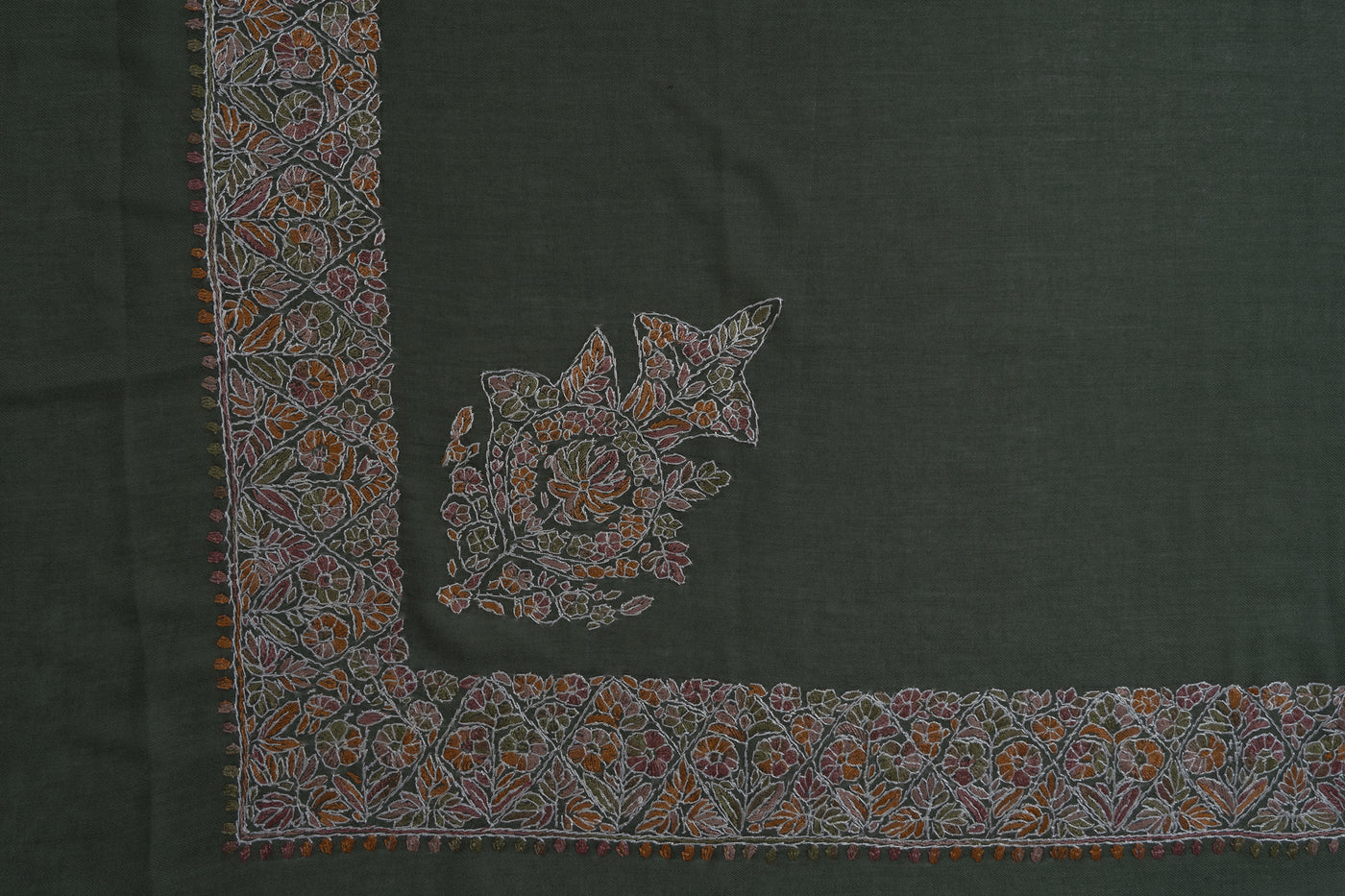 Forest Bloom Rumal — Sozni Hand Embroidered