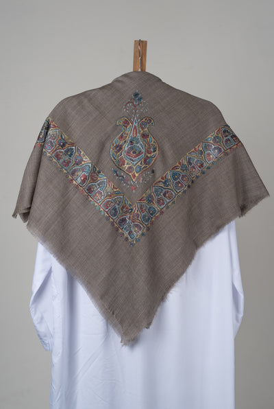 Ash Gold Rumal — Sozni Hand Embroidered
