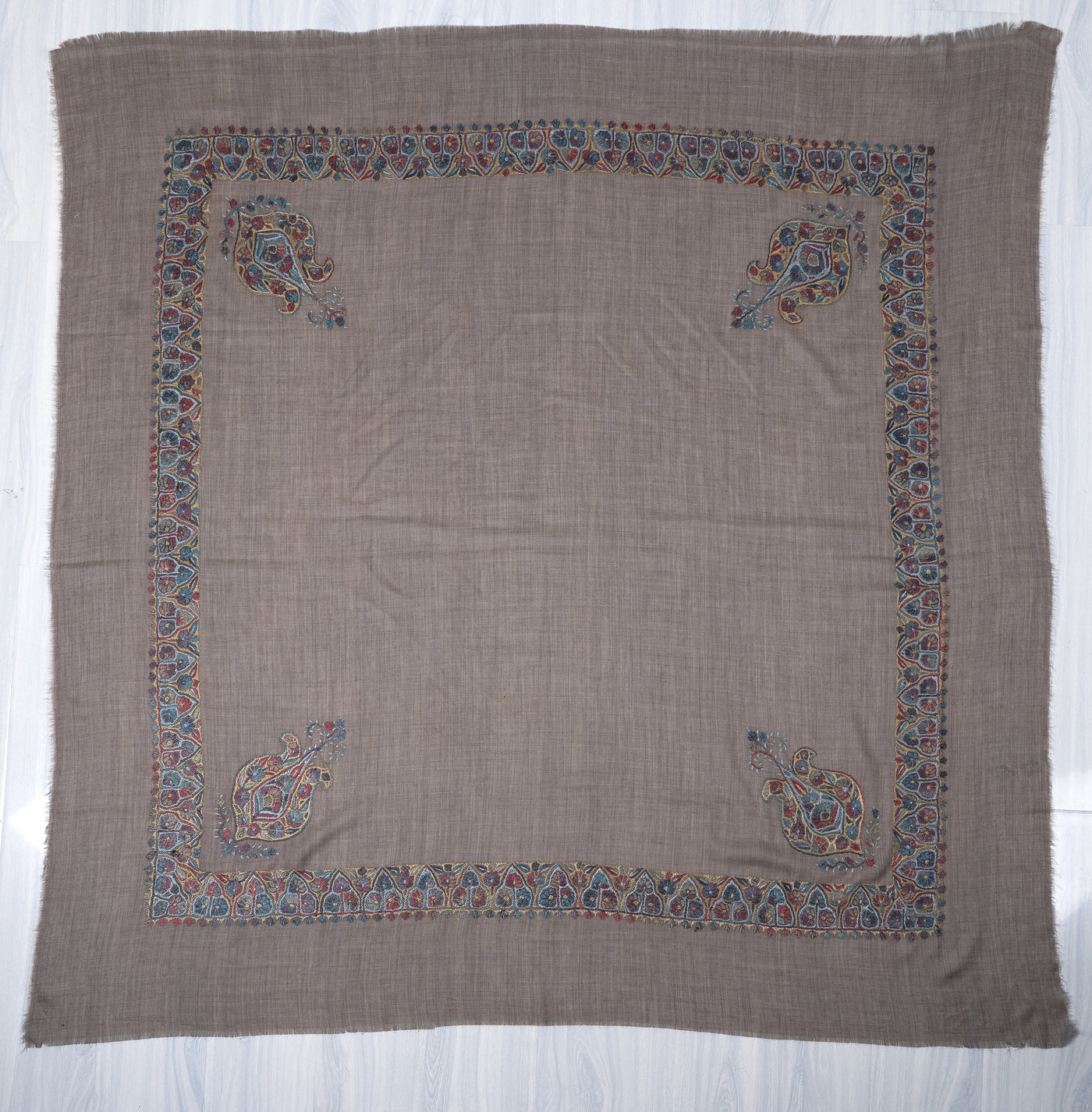 Ash Gold Rumal — Sozni Hand Embroidered