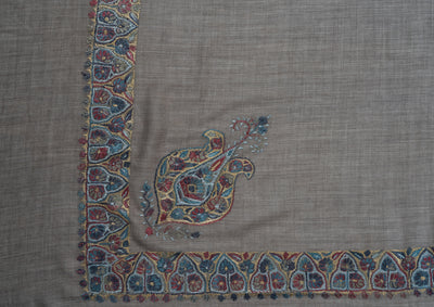 Ash Gold Rumal — Sozni Hand Embroidered