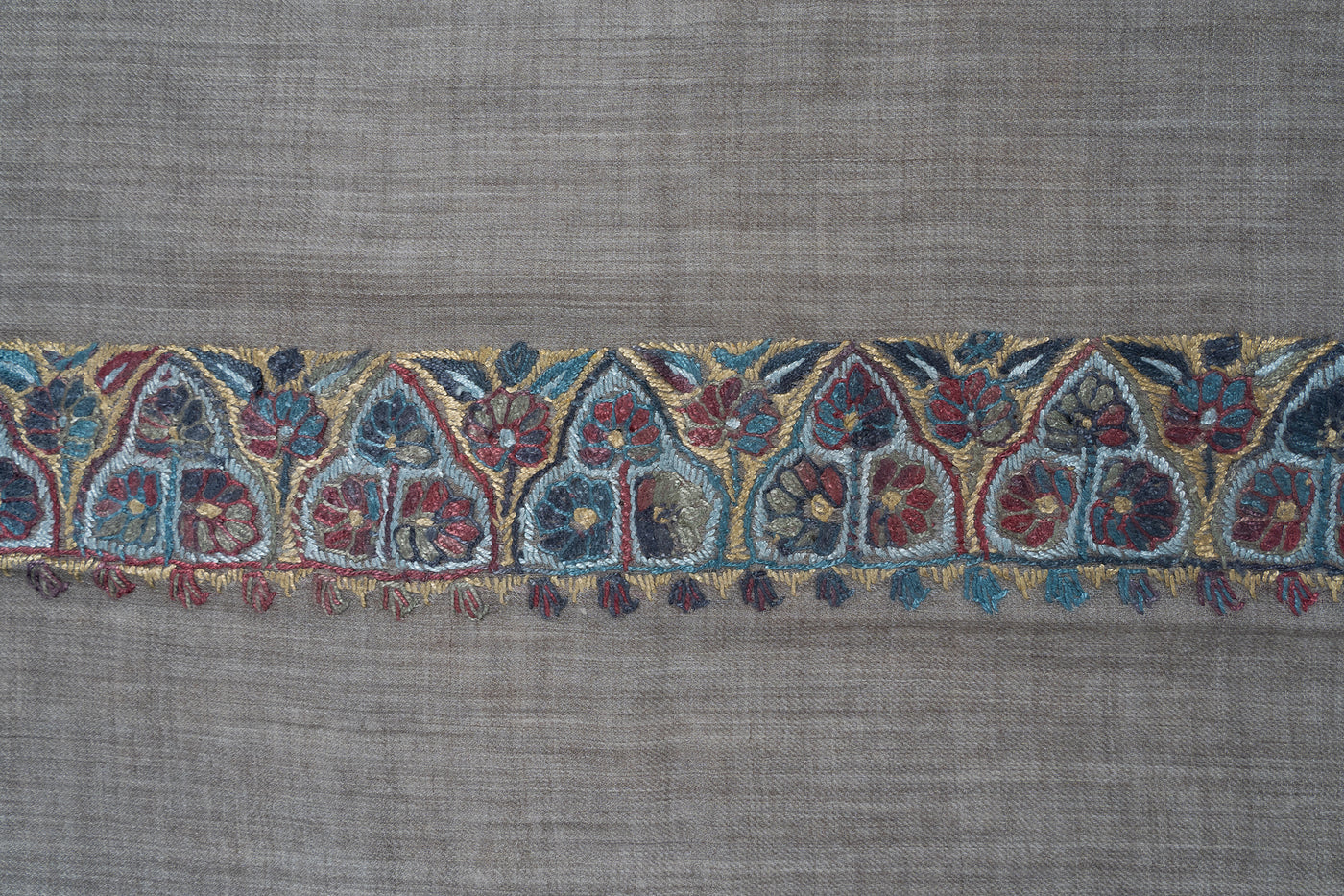 Ash Gold Rumal — Sozni Hand Embroidered